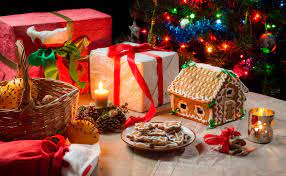 Presents under a Christmas tree.