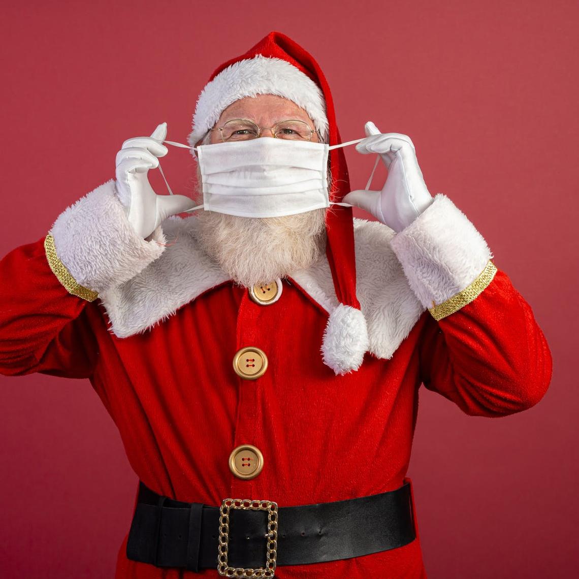 Santa Claus wearing a medical mask.